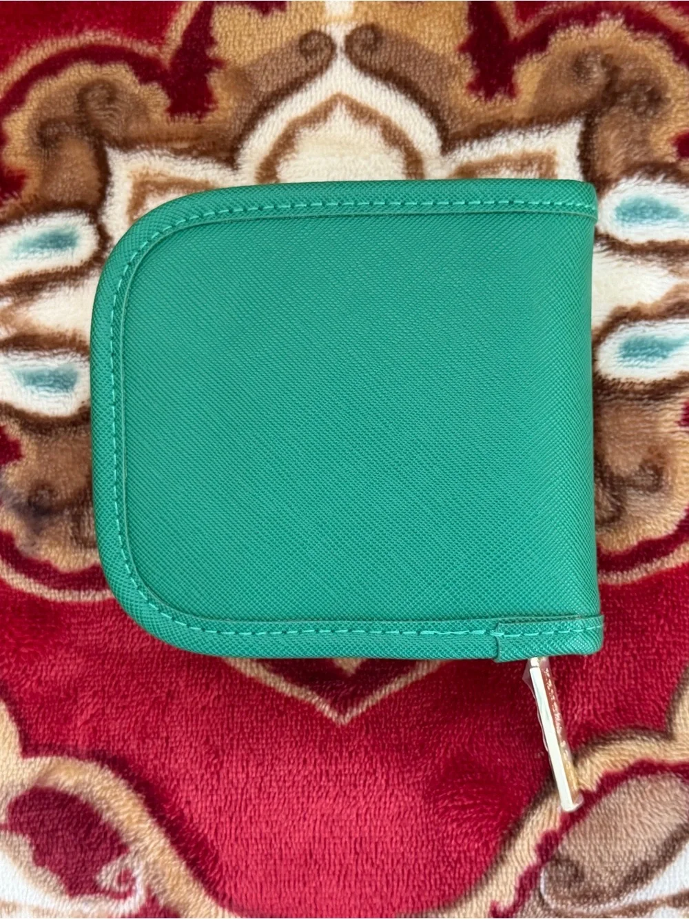 Kendra Scott Small Green Zip Travel Jewelry Case Organizer Gold Tone